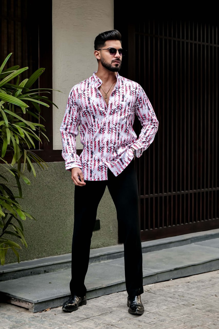 PINK AND DIGITAL PRINTED COTTON SUPER SHIRT