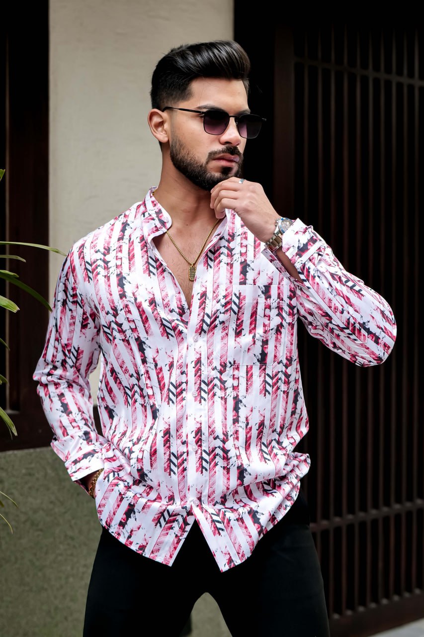 PINK AND DIGITAL PRINTED COTTON SUPER SHIRT