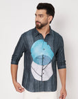 LEAVE ART PRINT LINEN SHIRT
