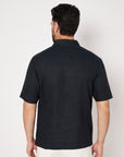 BLACK WAVE POLO NECK CHIAN SHIRT