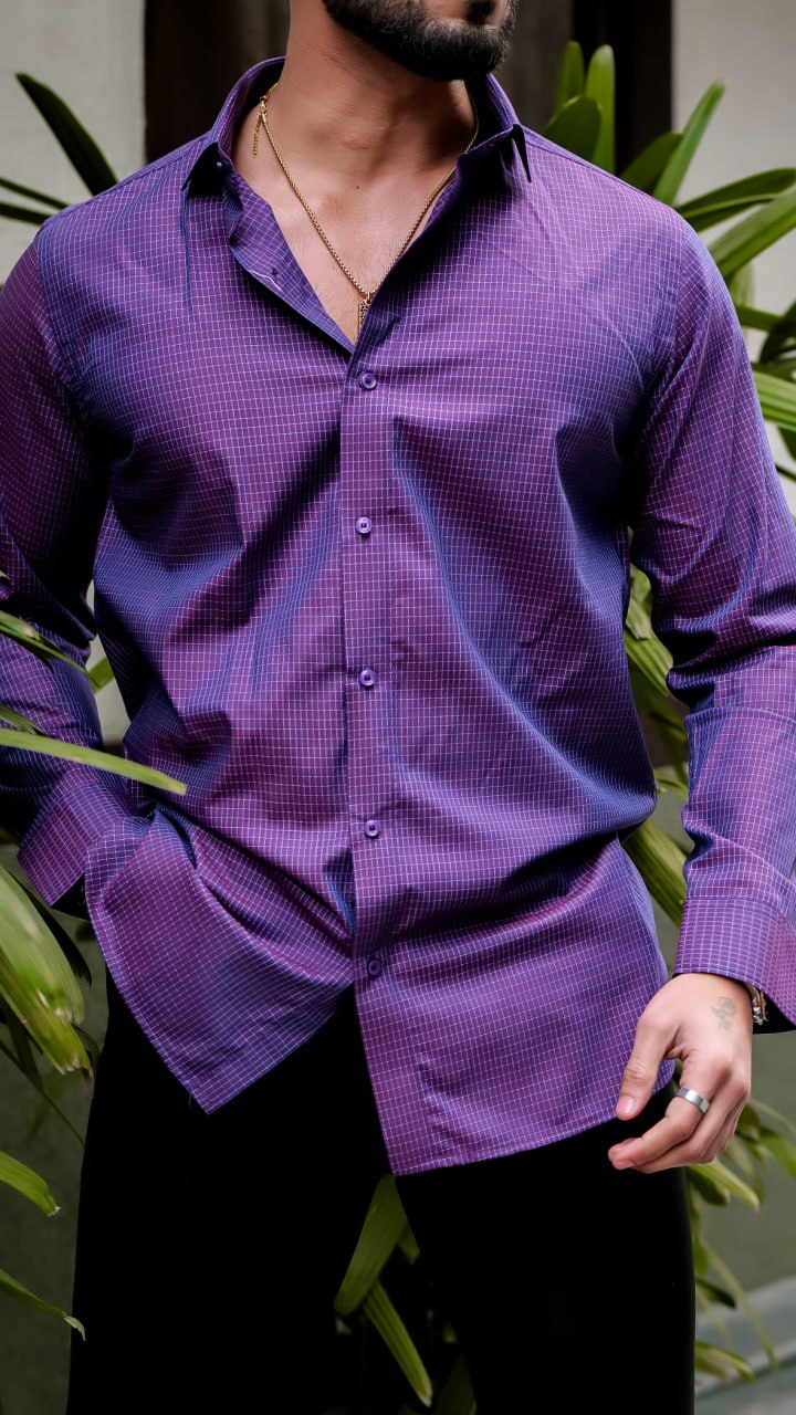 PURPLE COURL SMALL CHECKS SHIRT
