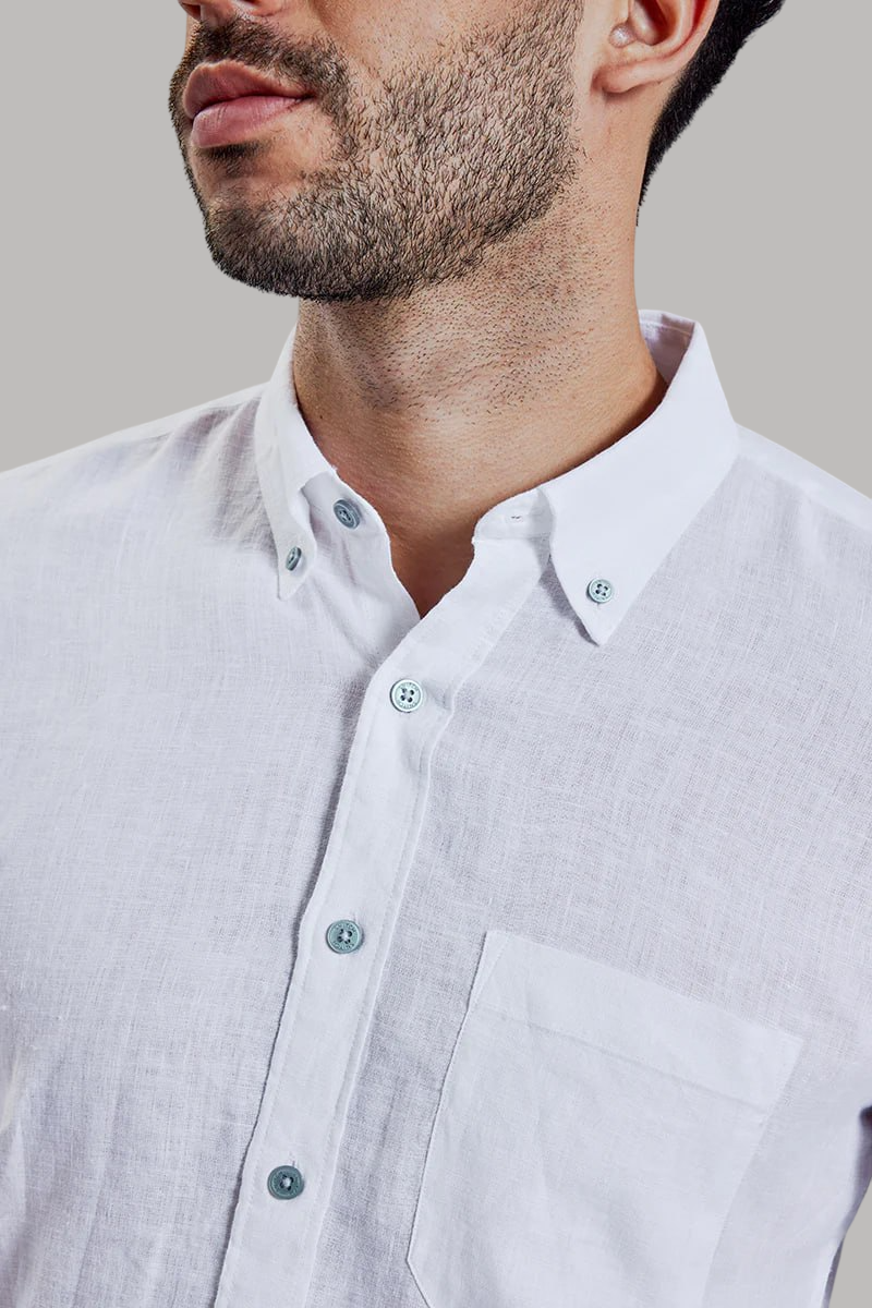 White linen button down shirt