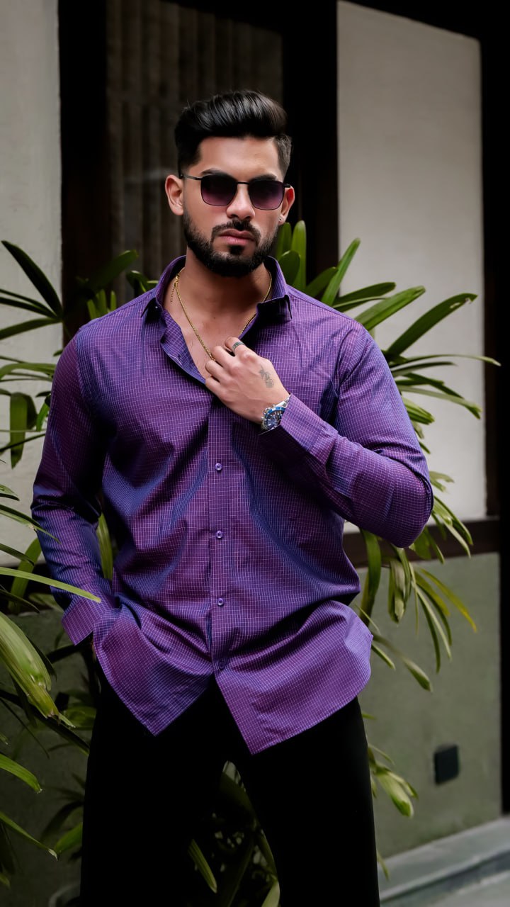 PURPLE COURL SMALL CHECKS SHIRT