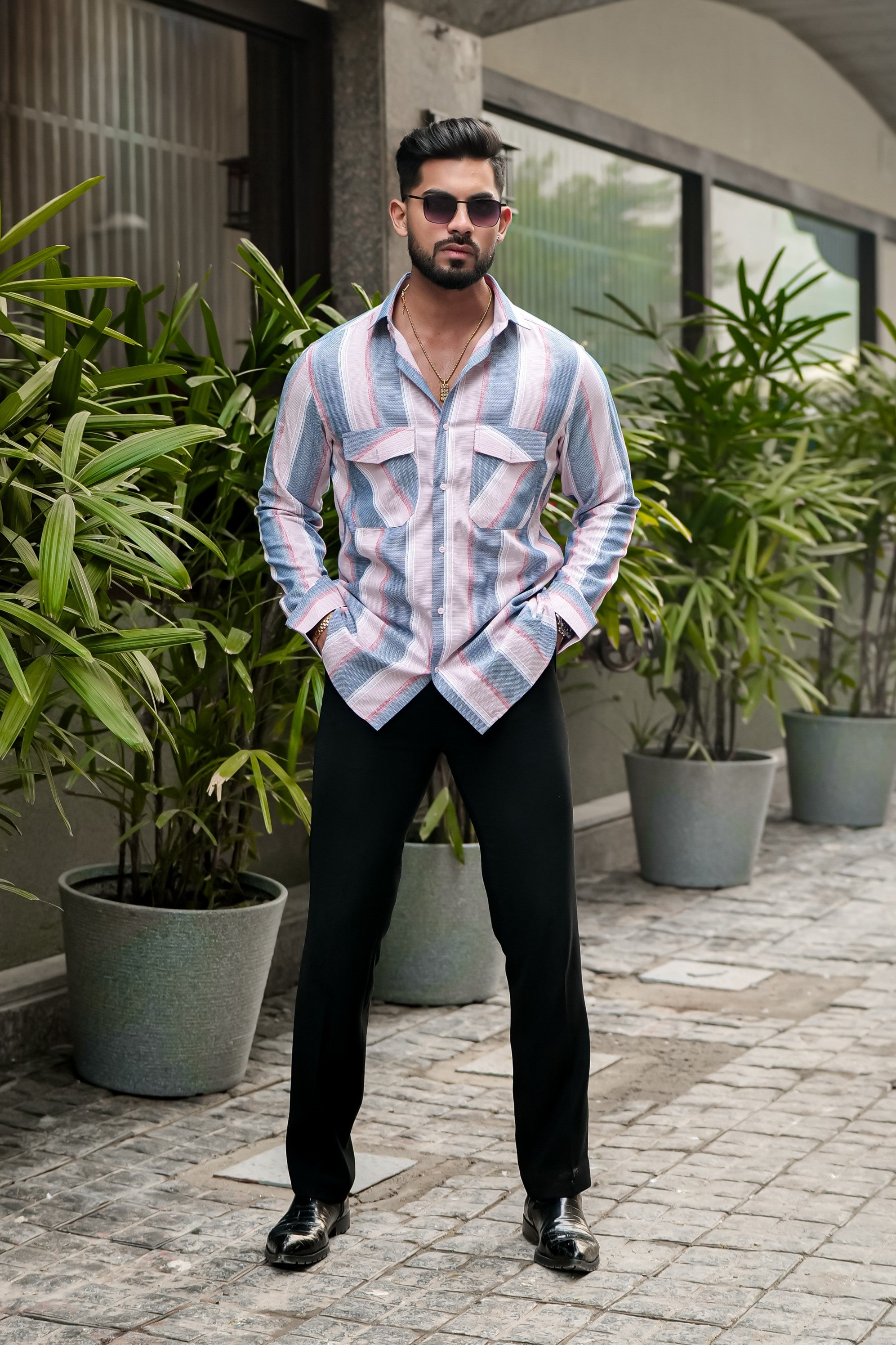 SKY PINK STRIPE SHIRT