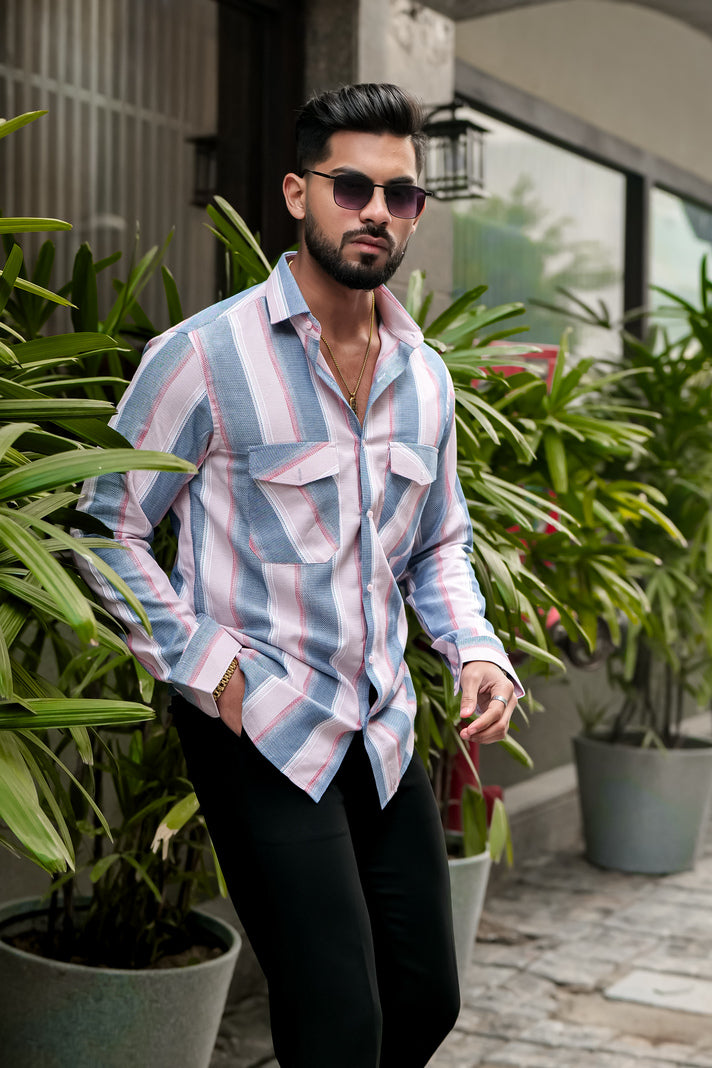 SKY PINK STRIPE SHIRT
