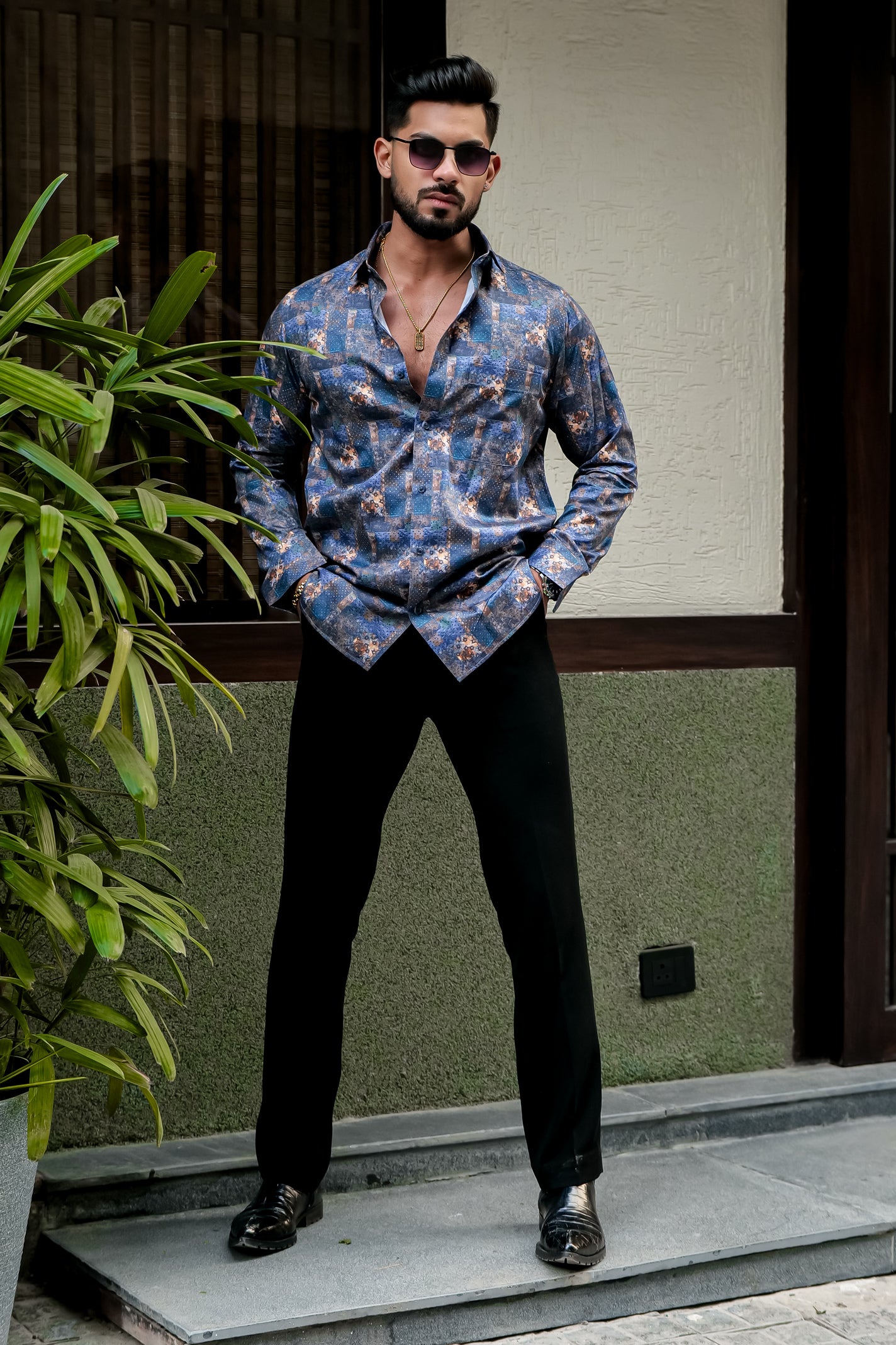 TIMBERWOLF GREY TWILL PREMIUM PRINTED COTTON SHIRT