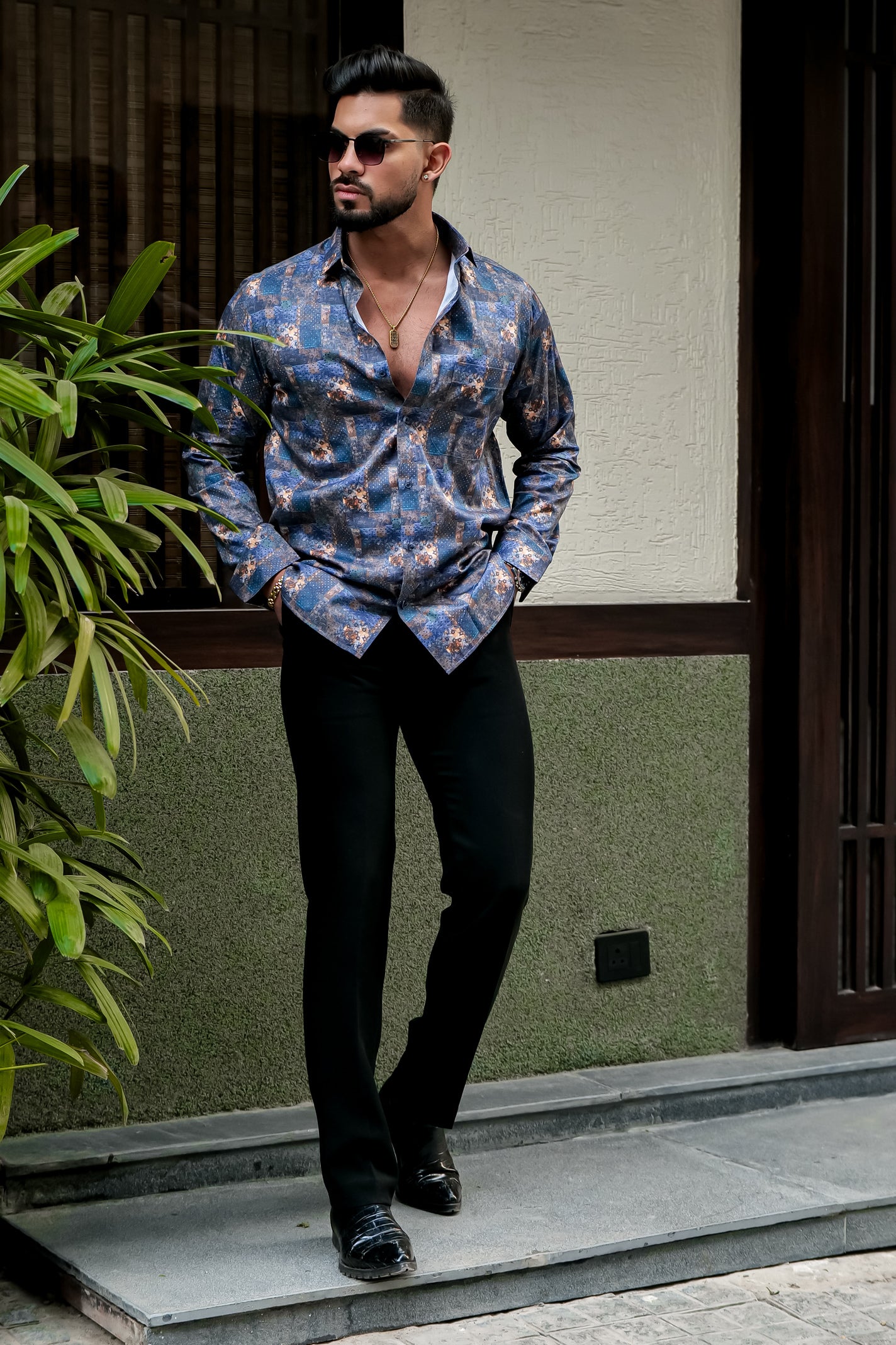 TIMBERWOLF GREY TWILL PREMIUM PRINTED COTTON SHIRT
