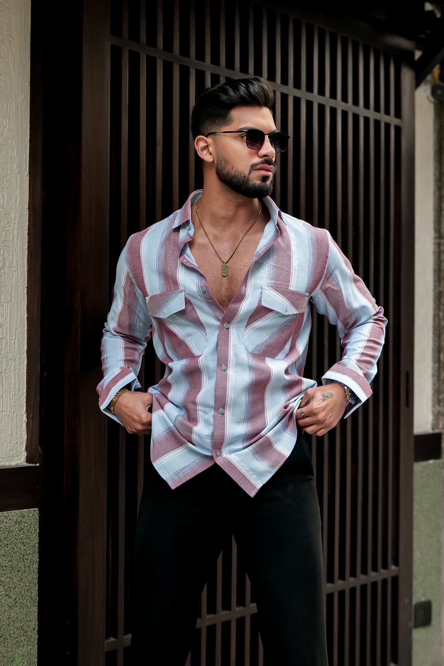 SKY LIGHT BLUE STRIPE SHIRT