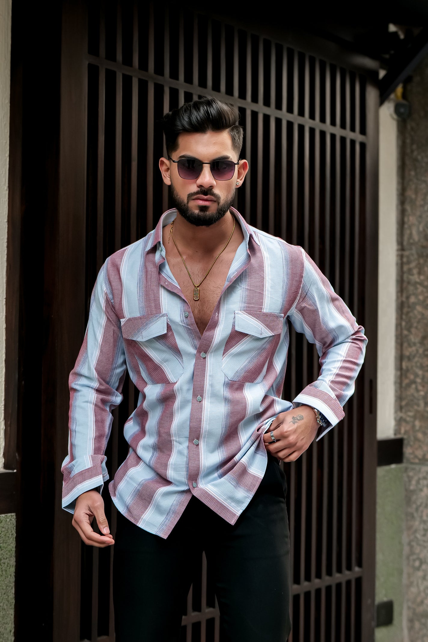 SKY LIGHT BLUE STRIPE SHIRT