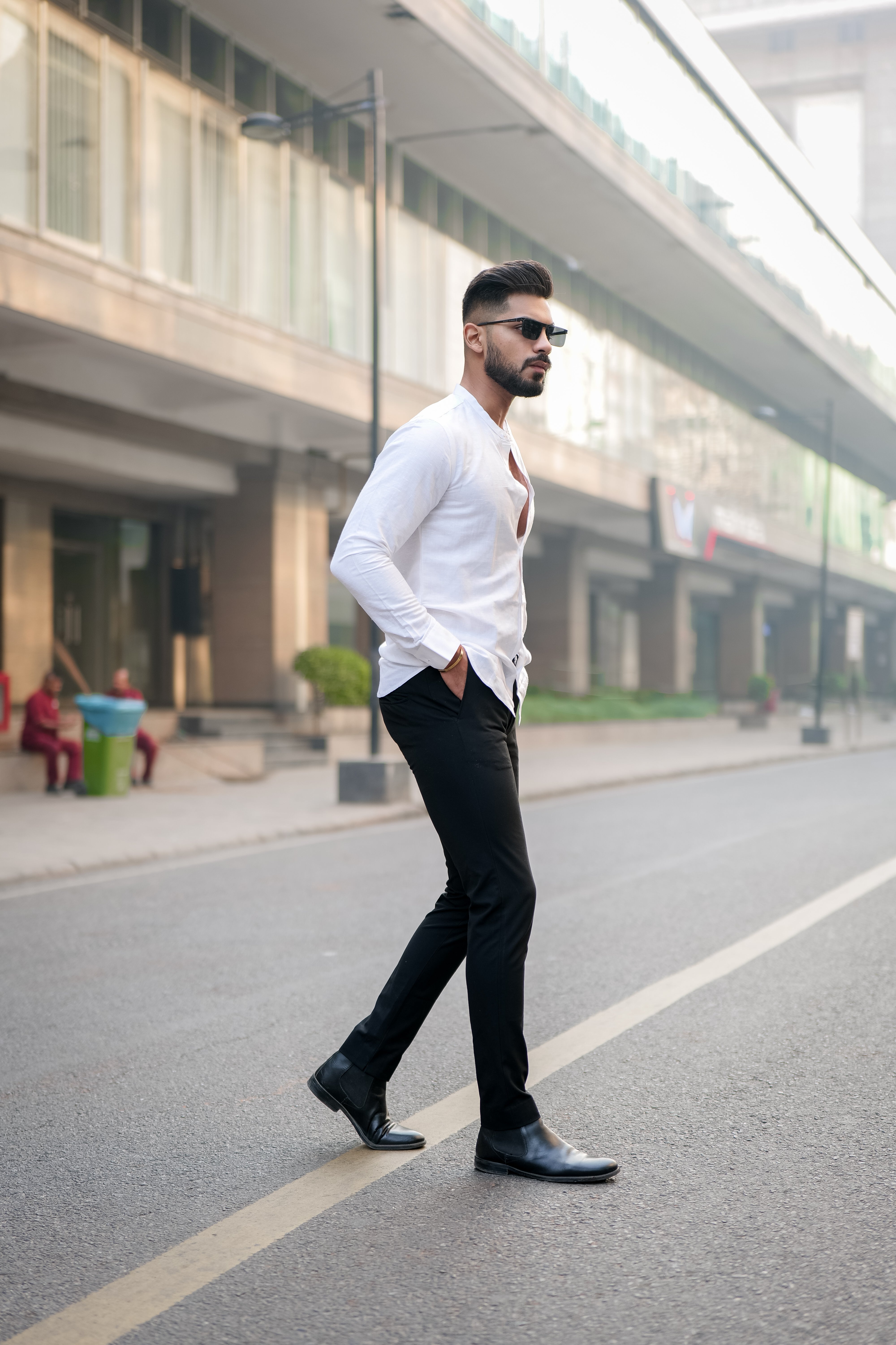 BRIGHT WHITE LINEN-COTTON SHIRT