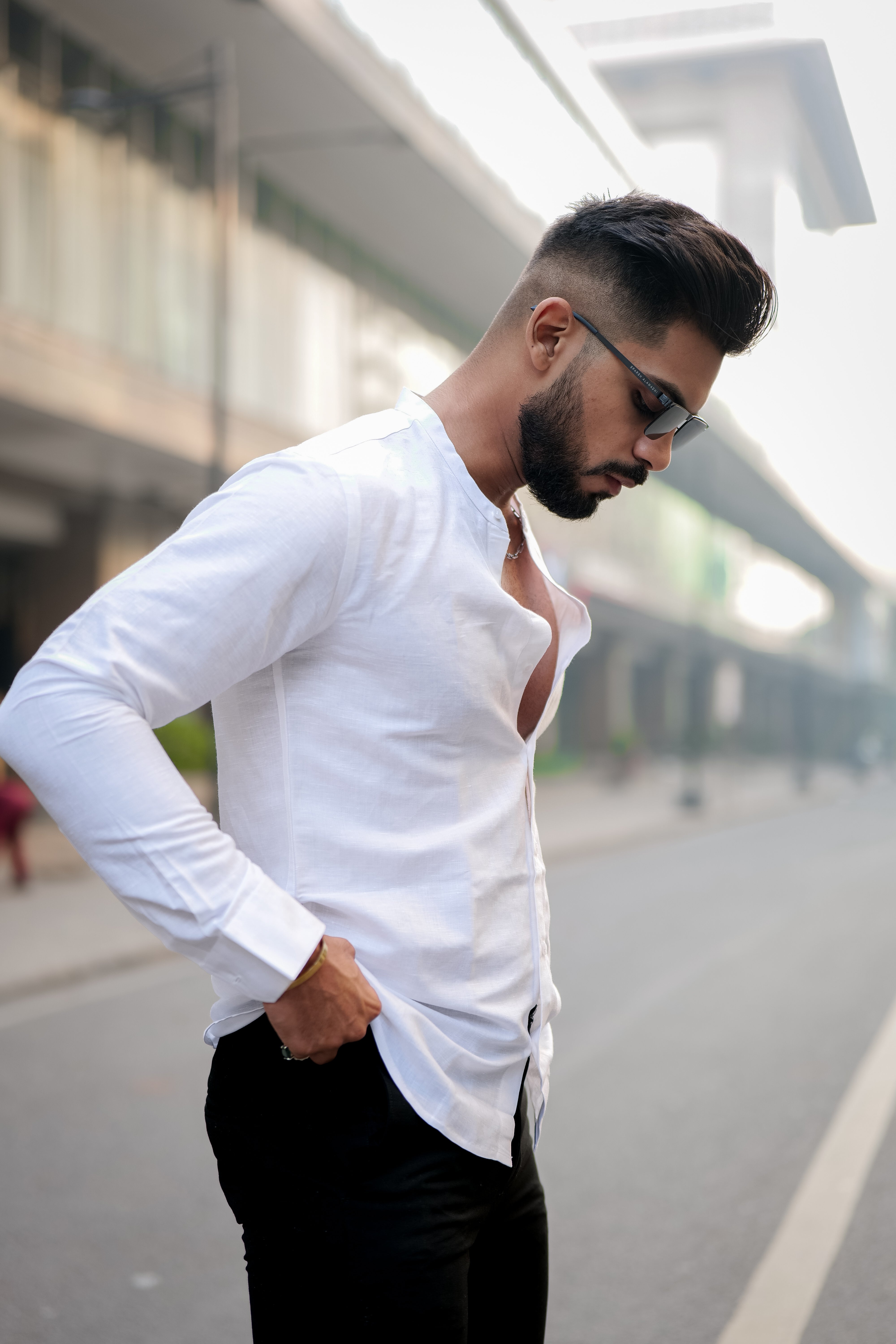 BRIGHT WHITE LINEN-COTTON SHIRT